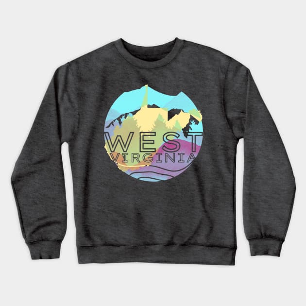 West Virginia 304 Pastel Mountains Crewneck Sweatshirt by Instereo Creative